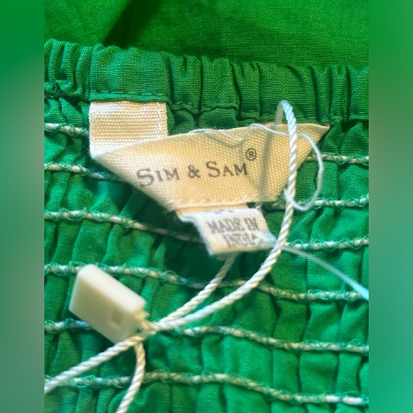 NWT sz M Sim & Sam emerald green ruched puff bubble sleeve top blouse - Picture 7 of 9